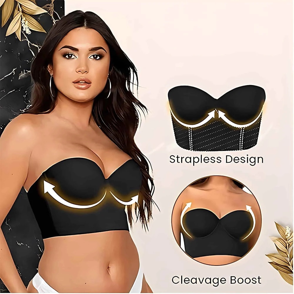 Magic || 34/A Convertible Strapless Push Up Corset Posture Bra in Black